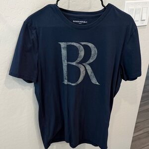 Banana Republic Factory Navy Short-Sleeve Tee with Gray 'BR' Logo